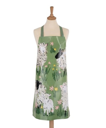 Tablier de cuisine moutons verts en PVC