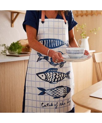 Tablier de cuisine motif poissons en toile PVC