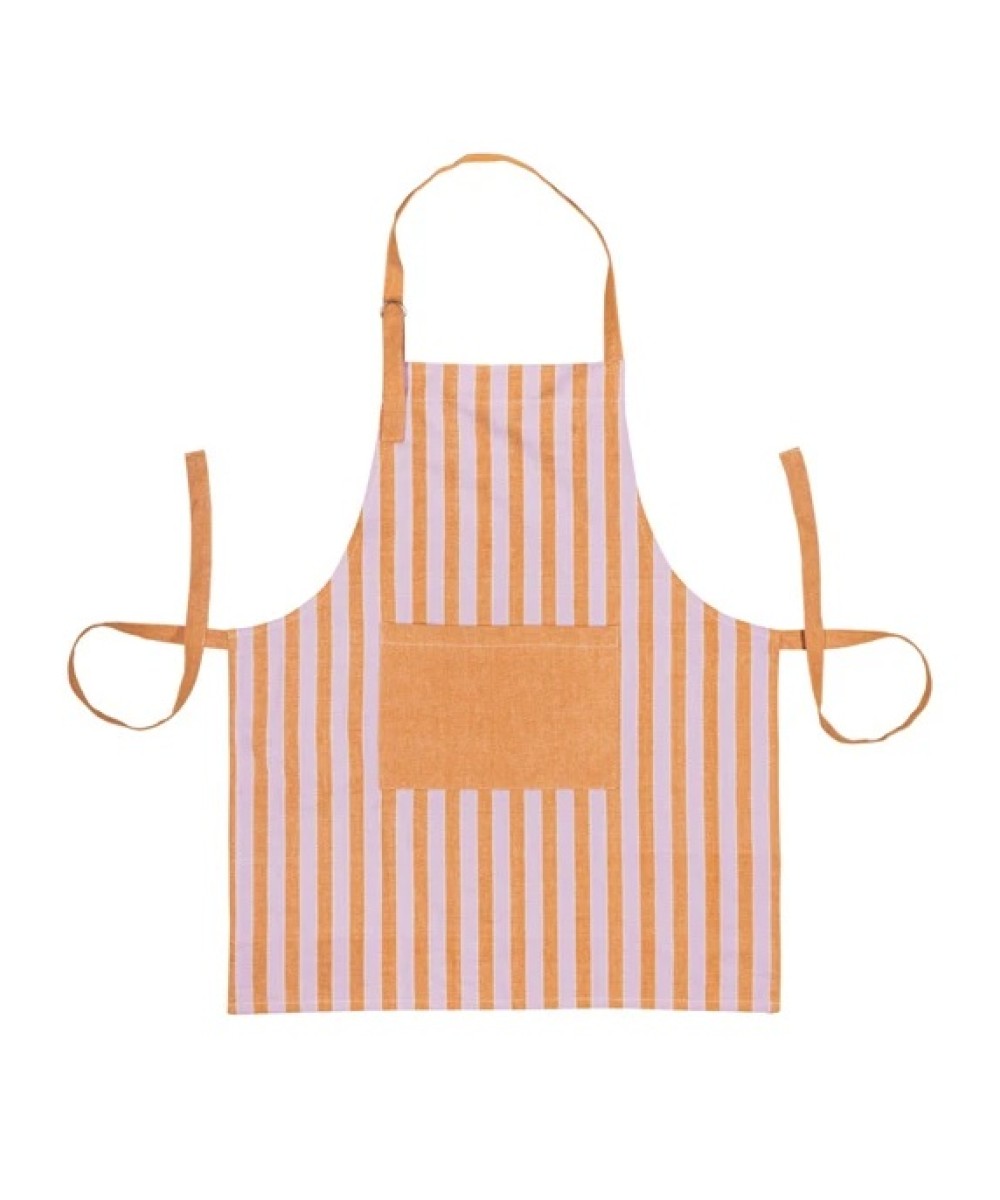 Tablier de cuisine rayures abricot