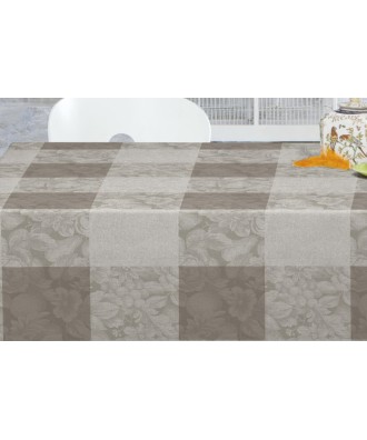 Tissu enduit megaline taupe en coton 140cm pour vos nappes