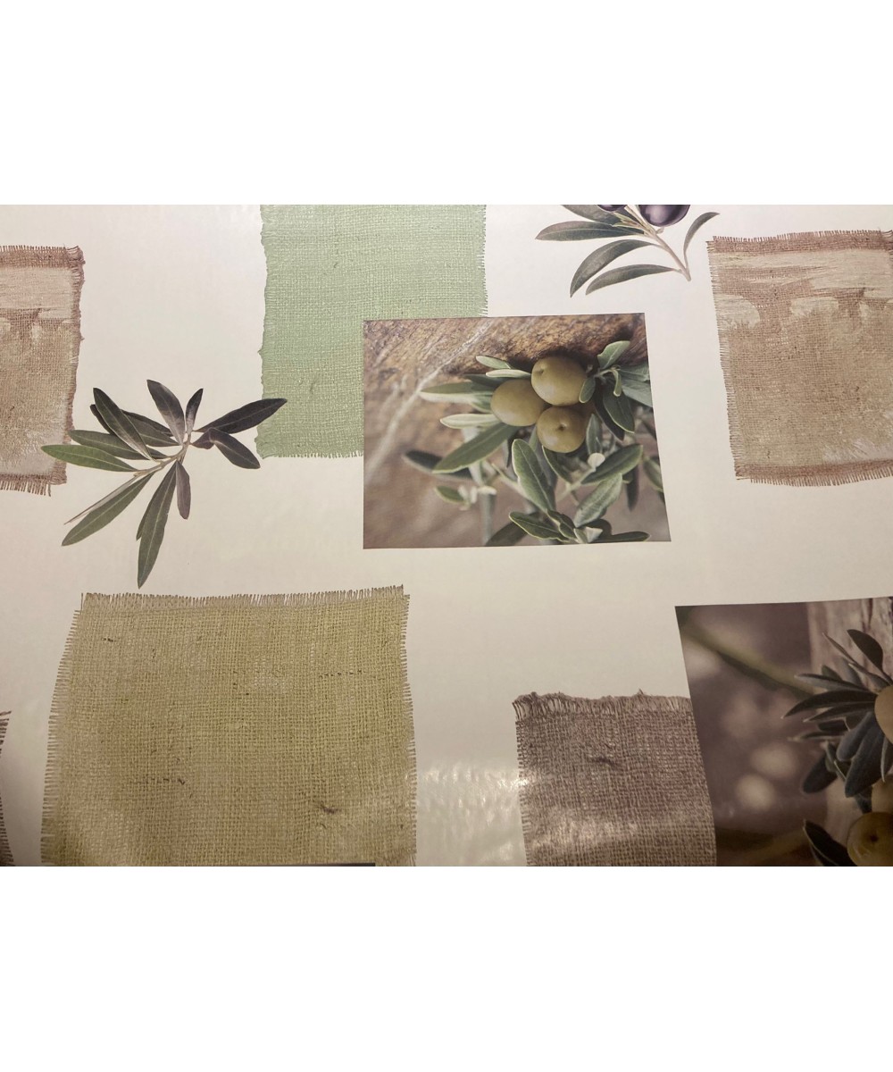 Tissu en pvc branche olivier 140cm pour vos nappes