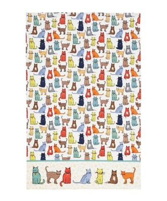 Linge de cuisine - Torchon motif chats colorés